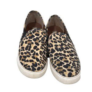 Steve Madden Safary Slip-On Sneakers Womens 7.5 Round Toe Leopard Fabric Tan